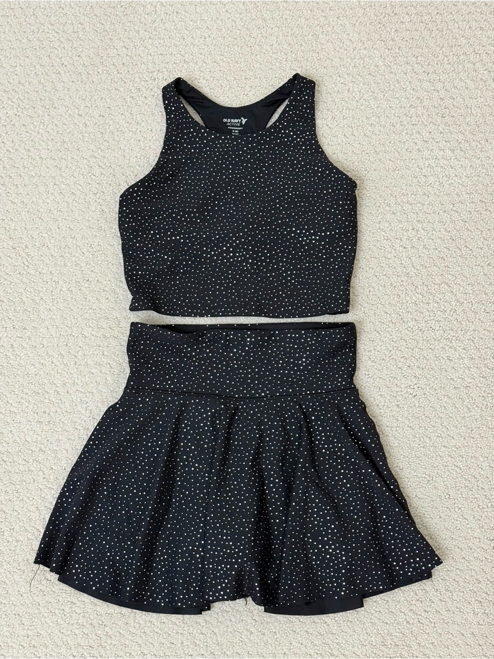 Old Navy Black Polka Dot Two-Piece Girls Active Set